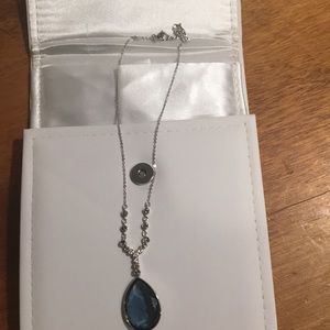 Silver, diamonds, blue stone necklace